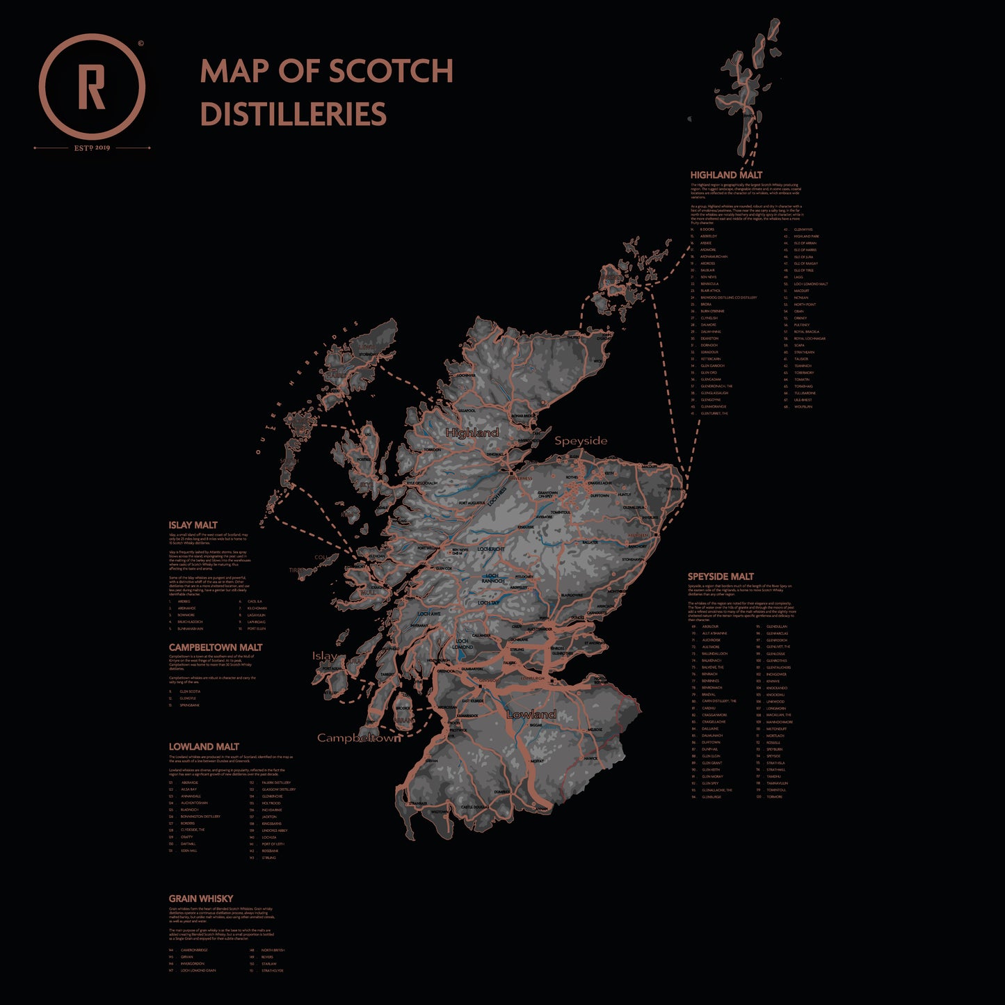 Map of Scotch Distilleries